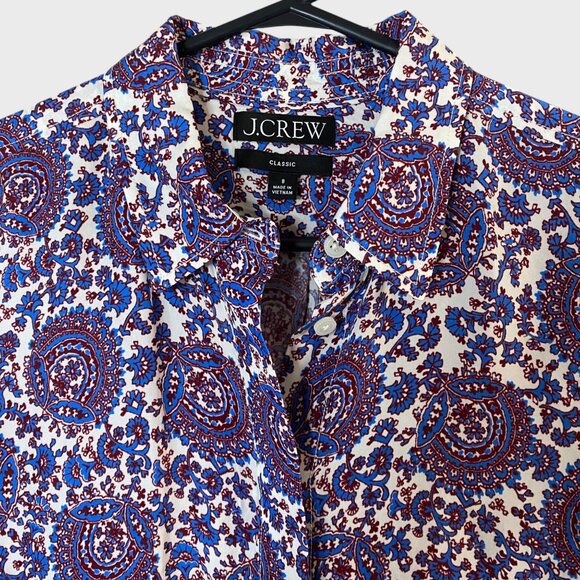 J.Crew Drapey Cupro-Blend Hidden Button-Up Shirt Purple Women's 8 Classic-Fit - Picture 5 of 12